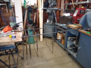 assembled rebar cage for antenna concrete footer.